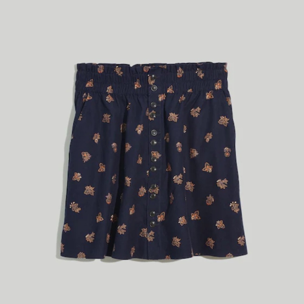 Madewell Paperbag Button-Front Mini Skirt in Baby Corduroy